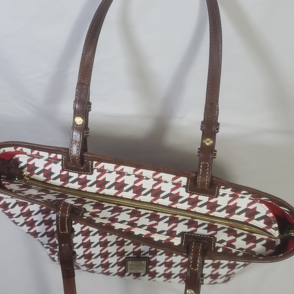 Dooney & Bourke Houndstooth Tote Bag - Red and Brown - Picture 5 of 16
